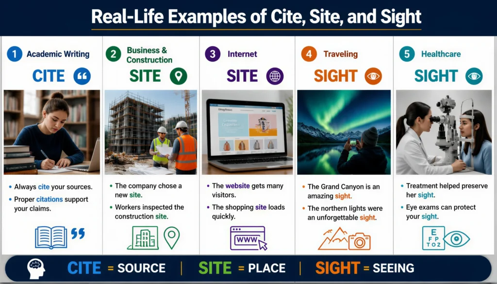 Cite vs. Site vs. Sight  Examples