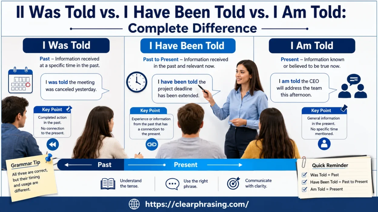 I Was Told vs. I Have Been Told vs. I Am Told