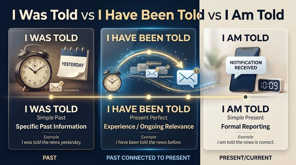 I Was Told vs. I Have Been Told vs. I Am Told Complete grammar