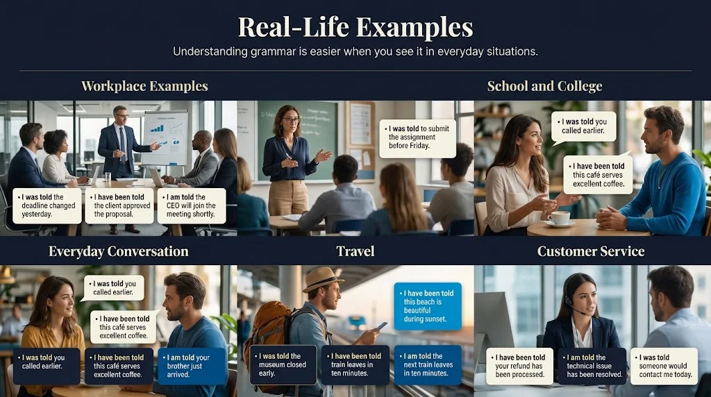 I Was Told vs. I Have Been Told vs. I Am Told Examples