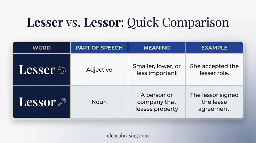 Lesser vs. Lessor: Quick Comparison