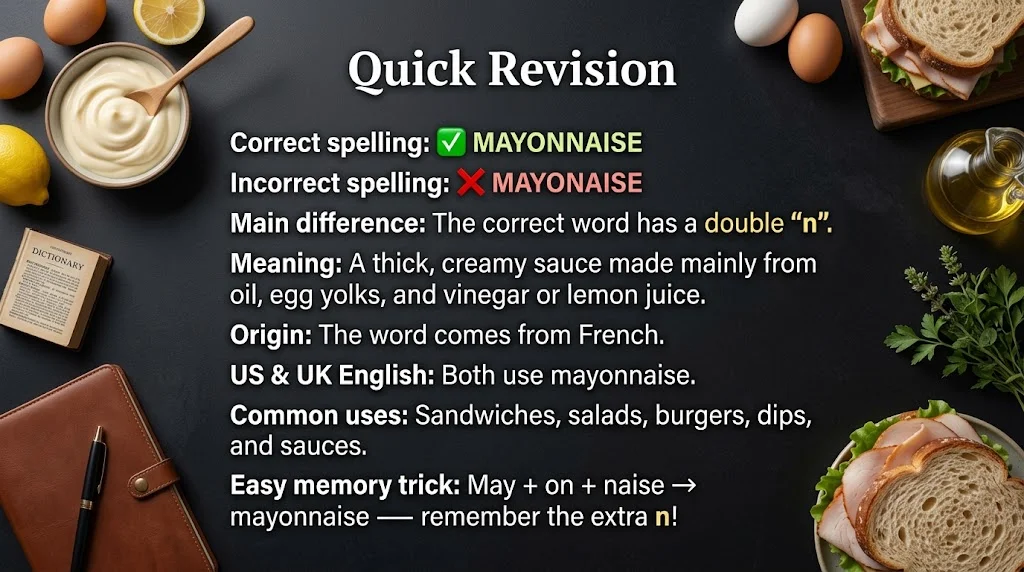 Mayonnaise vs. Mayonaise Quick Revision