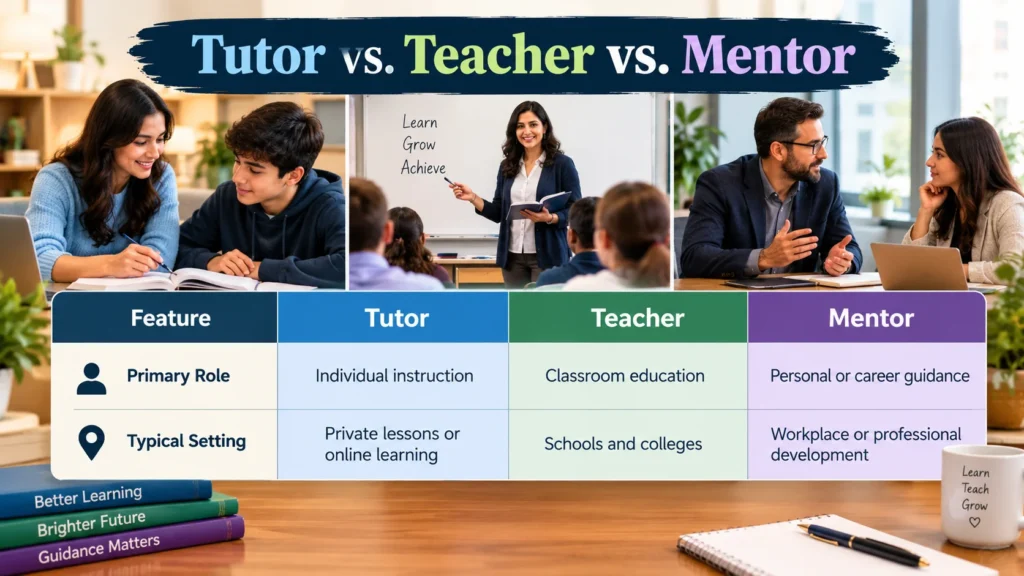 Tutor vs. Teacher vs. Mentor