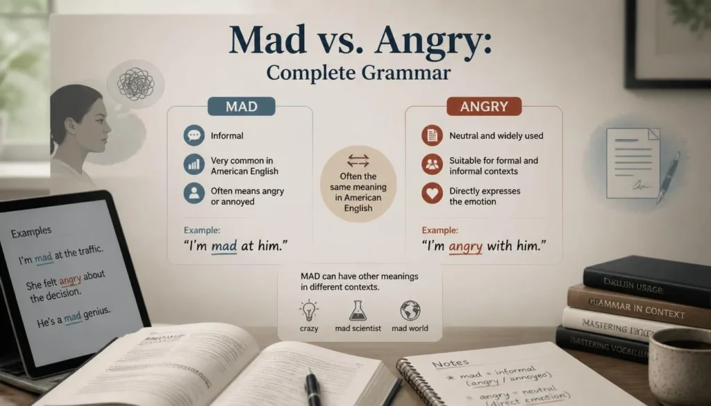 Mad vs. Angry complete grammar