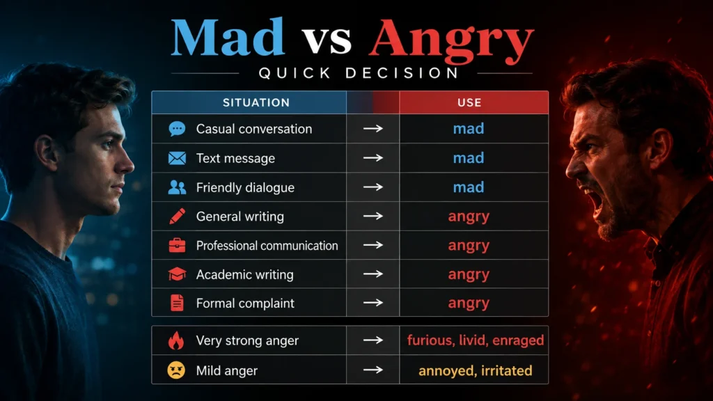 Mad vs. Angry Quick decision