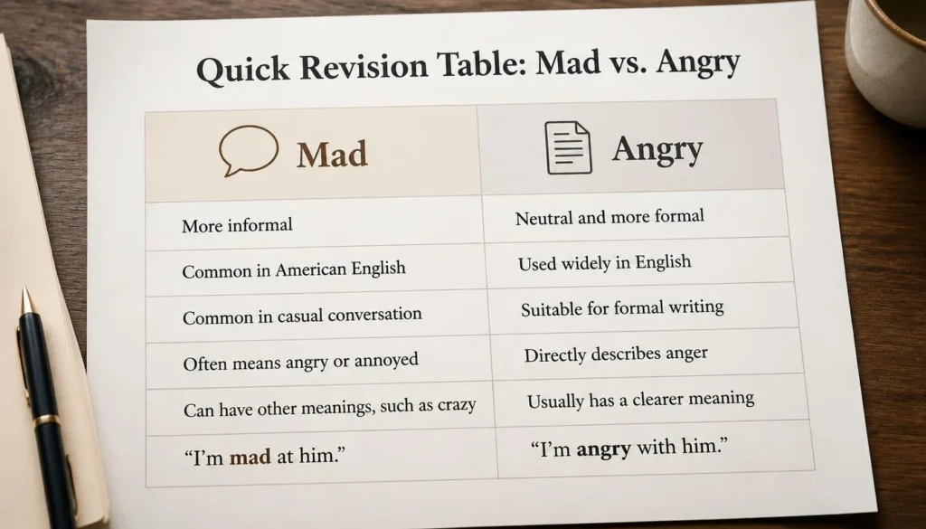 Mad vs. Angry Quick revision