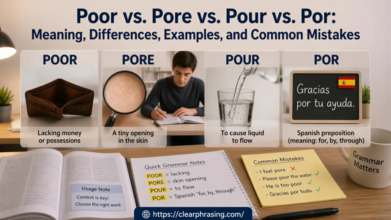 Poor vs. Pore vs. Pour vs. Por