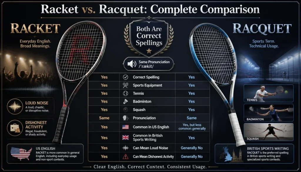 Racket or Racquet: Quick  Difference
