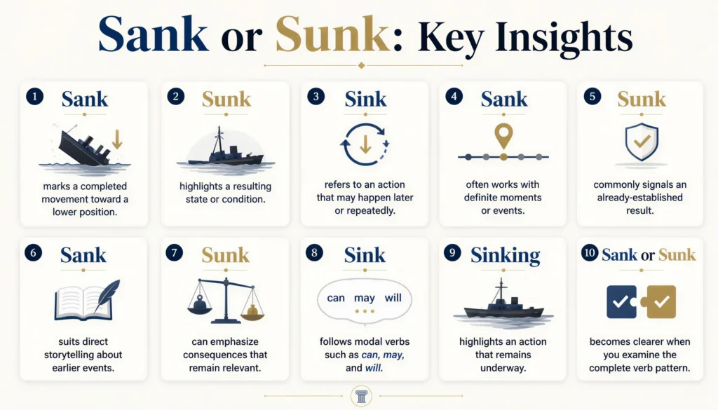 Sank or Sunk quick reference