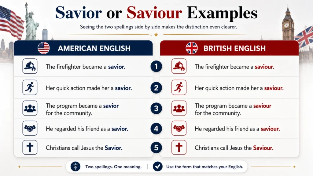 Saviour or Savior Examples